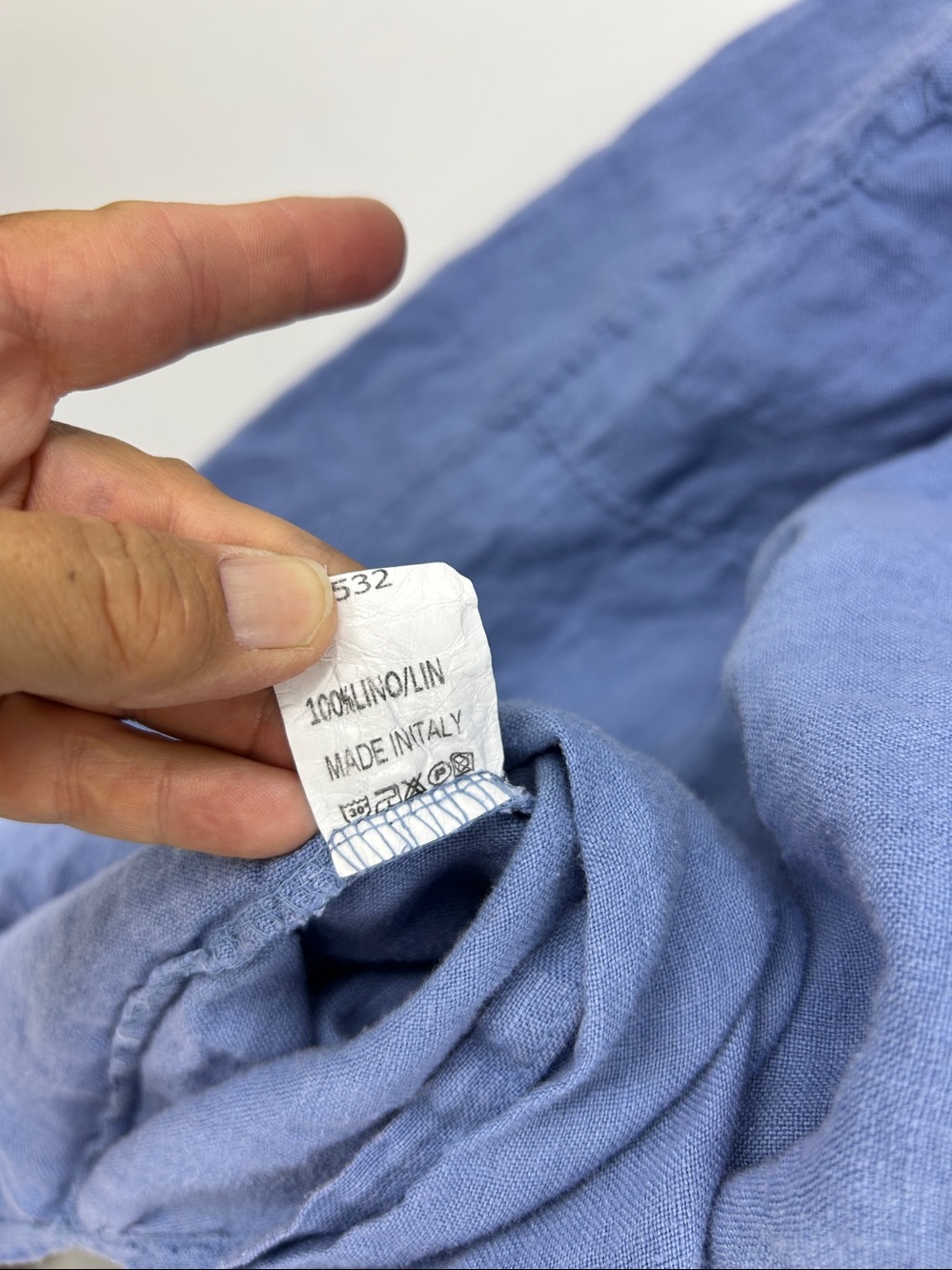Made in Italy 100% Blue Linen Dress High Slits Pockets Size M - Picture 6 of 11